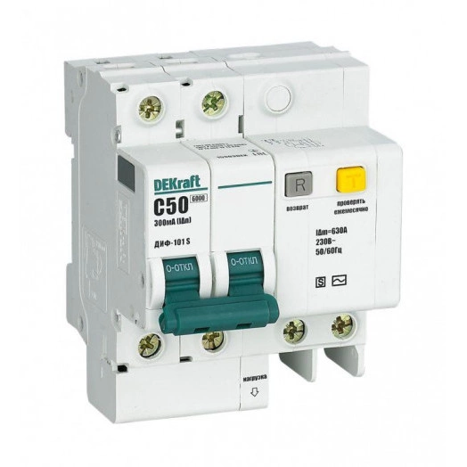 Выключатель автоматический дифференциального тока 2п 50А 300мА ДИФ-101 S селект. со встроен. защит. от сверхтоков SchE 15308DEK