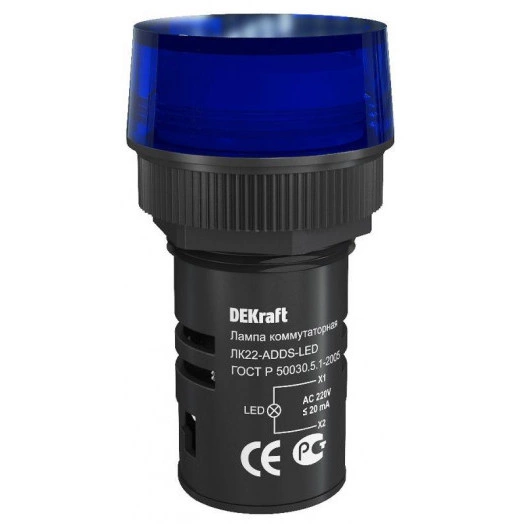 Лампа коммутационная LED ADDS ЛК-22 d22мм 220В син. SchE 25005DEK