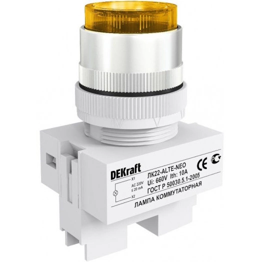 Лампа коммутационная ALTE ЛК-22 d22мм 220В неон желт. SchE 25009DEK