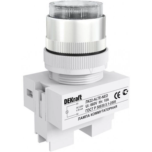 Лампа коммутационная ALTE ЛК-22 d22мм 220В неон бел. SchE 25006DEK