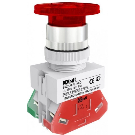 Выключатель кнопочный "Грибок" AEAL ВК-22 d22мм с фиксацией SchE 25040DEK