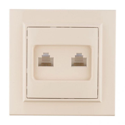 Розетка компьютерная + телефонная 2-м СП Минск RJ45 + Phone беж. EKF ERK00-135-20