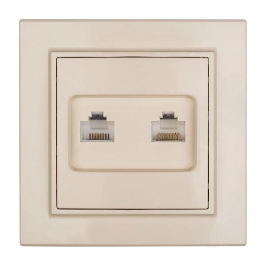 Розетка компьютерная + телефонная 2-м СП Минск RJ45 + Phone беж. EKF ERK00-135-20