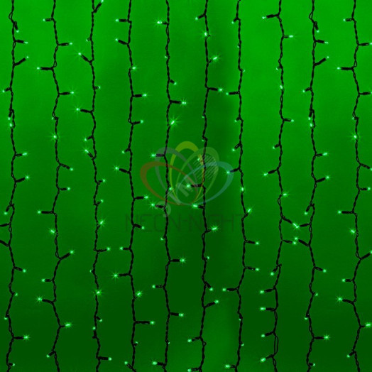 Гирлянда профессиональная Светодиодный Дождь 2х1.5м постоянное свечение темно-зеленый провод 220В зеленый