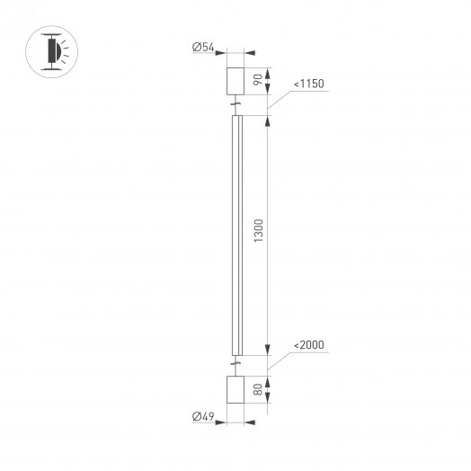 Светильник SP-TABOO-FLOOR-S1300-14W Day4000 (BK, 90 deg, 230V) (, IP20 Металл, 3 года)