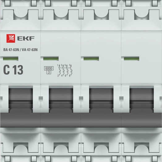 Автоматический выключатель 4P 13А (C) 6кА ВА 47-63N PROxima