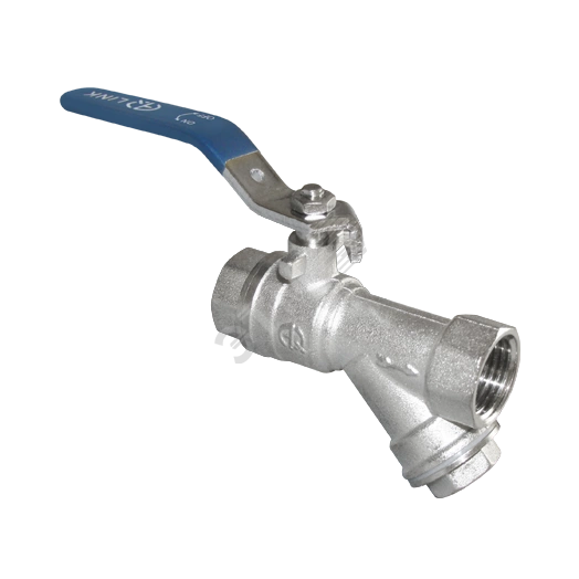 Кран шаровой с косым фильтром ВВ 1 Vs ручка никелированный