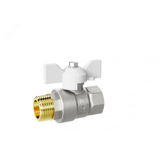 Кран шаровой 11б27п1 Ду15 Ру40 (1/2') ВН белая ручка бабочка