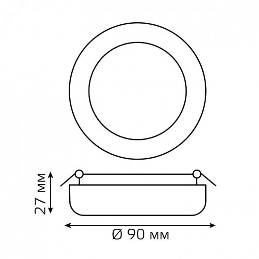 Светильник светодиодный ДВО 9 Вт 4000К 900 лм 85-265В IP20 D90х27мм монт d71мм Пластик безрамочный Frameless Gauss