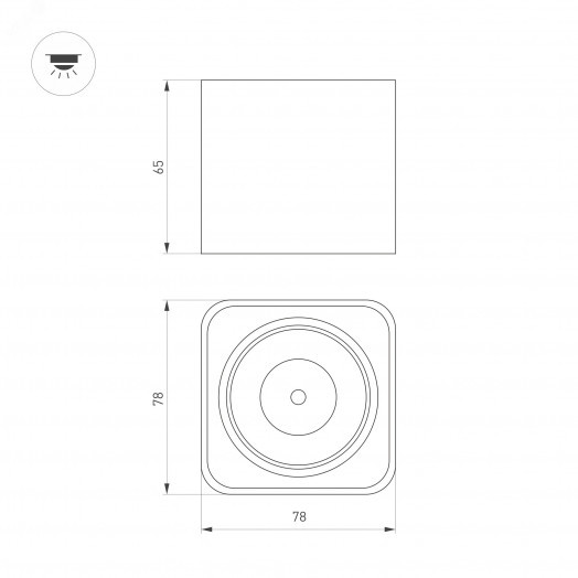 Светильник SP-DICE-S78x78-10W Warm3000 (WH, 24 deg, 230V) (Arlight, IP54 Металл, 5 лет)