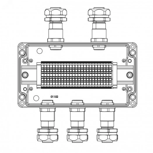 Взрывозащищенная клеммная коробка из алюминия TBE-A-14-(25xHMM.2)-2xKAEPM2MHK-20(A)-3xKAEPM2MHK-20(C)1Ex e IIC Т5 Gb / Ex tb IIIC T95°C Db IP66