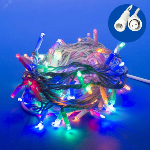 Гирлянда светодиодная со статическим свечением 10м Соединяемая 120 светодиодов Разноцветный свет Провод белый ULD-S1000-120/SWK MULTI IP67