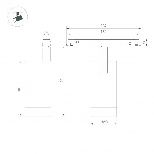 Светильник MAG-ORIENT-SPOT-R45-9W Warm3000 (BK, 24 deg, 48V, DALI) (Arlight, IP20 Металл, 5 лет)