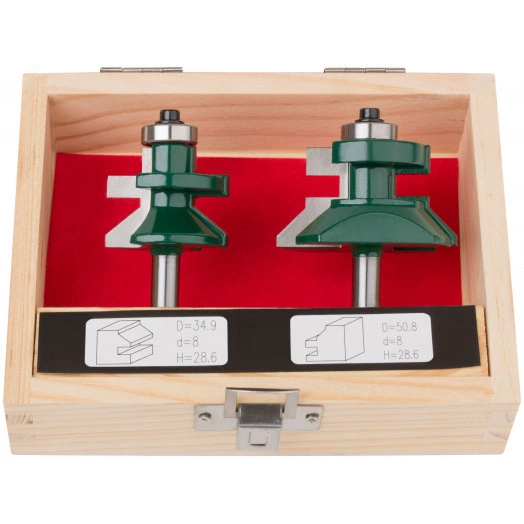 Фрезы по дереву для вагонки, набор 2 шт, деревянный бокс, DxH=50.8/34.9х28.6 мм