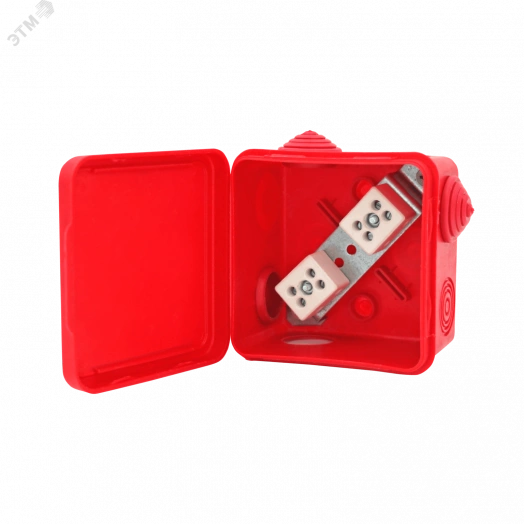 Коробка распределительная огнестойкая КРОПС-П1, IP54, габаритные размеры 100х100х50 мм, для кабелей сечением до 4 мм2, 2 клеммы