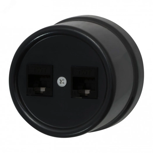 Розетка RJ45 информационная двойная, пластик, цвет Черный
