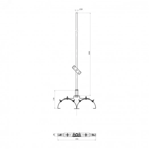 Молниеприемник коньковый с регулируемыми зажимами, 2000 мм