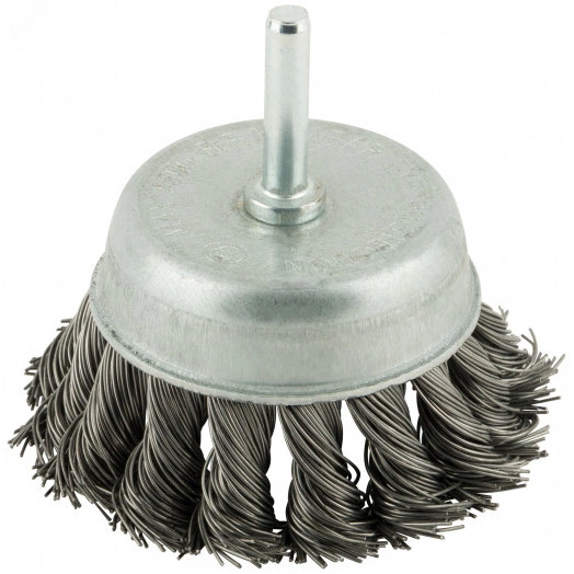 Кордщетка чашечная, со шпилькой, стальная витая проволока 65 мм