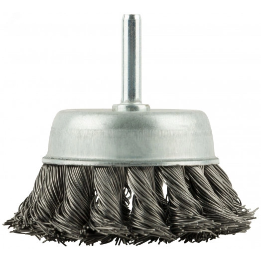 Кордщетка чашечная, со шпилькой, стальная витая проволока 65 мм