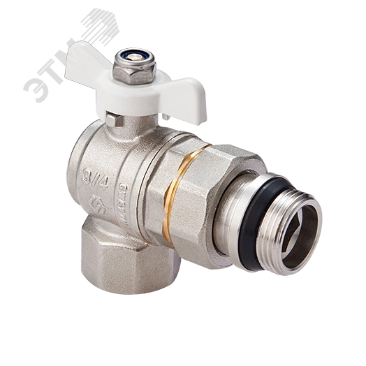 Кран шаровый угловой со сгоном 3/4' ВН ручка бабочка