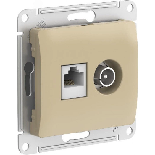 GLOSSA РОЗЕТКА двойная ТВ + компьютерная RJ45, кат. 5Е, ТИТАН