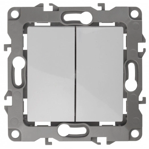 Выключатель двойной, 10АХ-250В,  Эра12, Al+Cu, белый,12А-1004-01