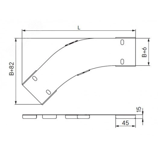 Крышка на угол горизонтальный 45 градусов 400, 1,5 мм, цинк-ламель, в комплекте с крепежными элементами необходимыми для монтажа