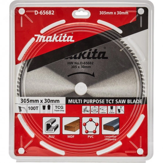 Пильный диск универсальный для алюминия/дерева/пластика, 305x30x2.8/2x100T