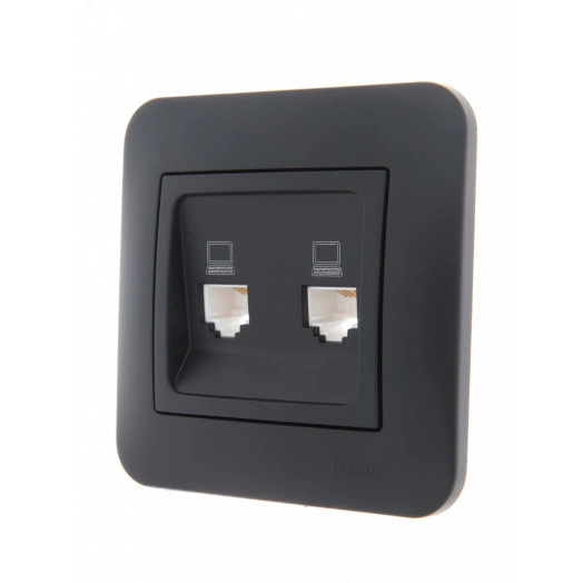 KARINA Розетка компьютерная двойная чёрный бархат (10шт/120шт)