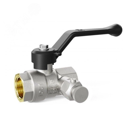 Кран шаровой латунный с дренажем и воздухоотводчиком Ду15 Ру 40 рычаг