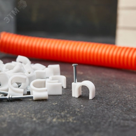 Крепеж кабеля круглый 9 мм, белый (50 шт/уп)