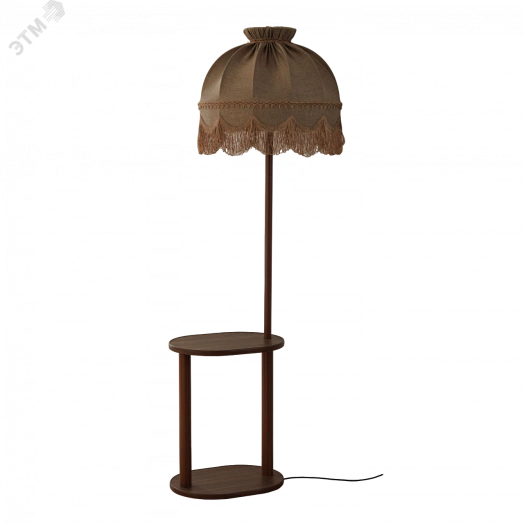 Светильник напольный НТБ 11-60-103 овал орех с абажуром Ретро лён капучино