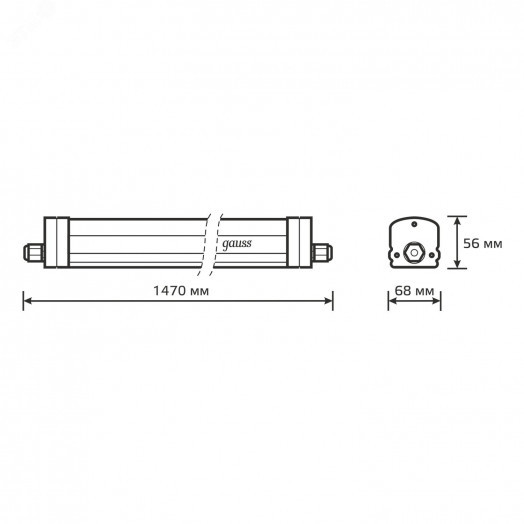 Светильник линейный ДСП 45 Вт 4000К 4500 лм 185-265В IP65 1470х60х55мм Пластик матовый сквозная проводка соеденяется в линию UNIVERSAL Gauss