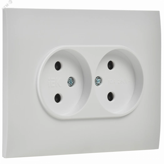 SKANDY Розетка 2-местная без заземления с защитными шторками 10А в сборе SK-R09W арктический белый IEK