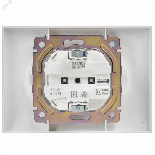 SKANDY Розетка 2-местная без заземления с защитными шторками 10А в сборе SK-R09W арктический белый IEK