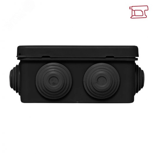 Коробка распределительная КМР-030-031 с крышкой   (80х80х50), 7 мембр. вводов чёрная IP54