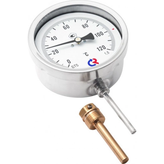 Термометр биметаллический радиальный БТ-52.211 0...120С 1/2' 100 кл.1.5