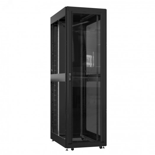 Шкаф серверный 52U 800х1000 передняя дверь: стекло IP41. задняя дверь: одностворчатая перфорированная IP20. боковые панели: без. цвет: черный RAL9005 