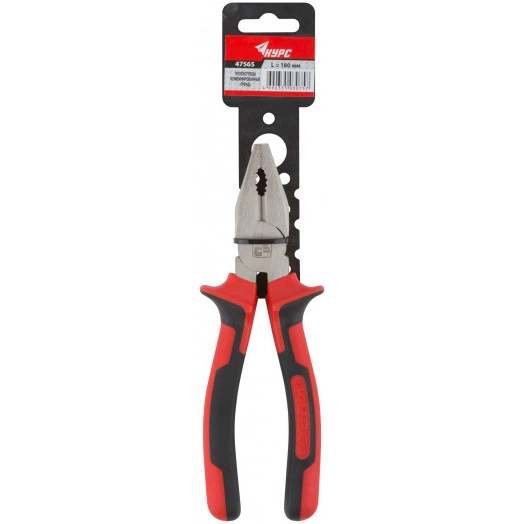 Плоскогубцы комбинированные ''Тренд'' двухцветные прорезиненные ручки хром-никелевое покрытие 180 мм