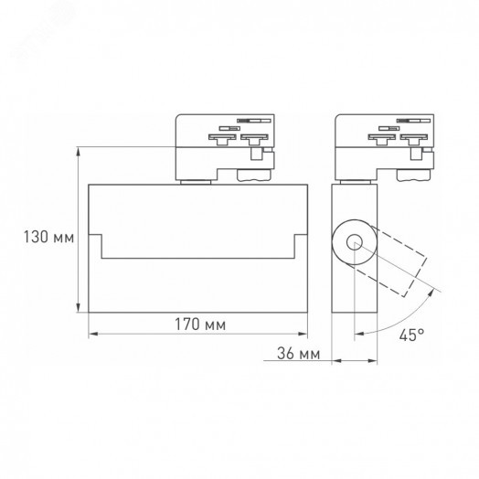 Светильник LGD-LOFT-TRACK-4TR-S170-10W Warm3000 (WH, 24 deg, DALI) (, IP20 Металл, 3 года)