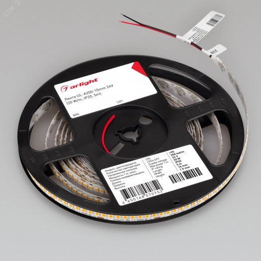 Лента UL-A200-10mm 24V Warm3000 (20 W/m, IP20, 2835, 5m) (, высок.эфф.150 лм/Вт)