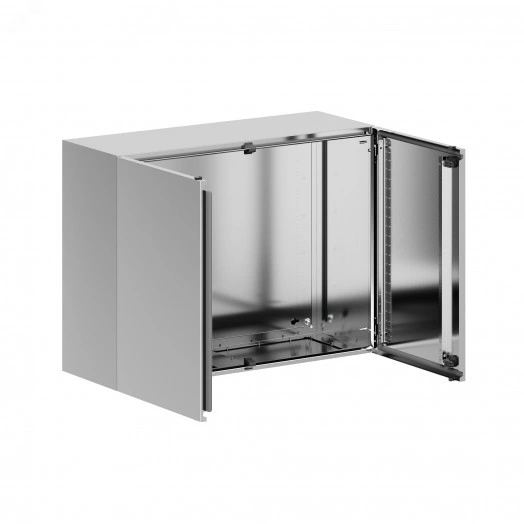 Корпус навесной STH с М/П с двустворчатой дверью, нержавеющая сталь AISI304, ВхШхГ 600x800x300 мм, с фланцем