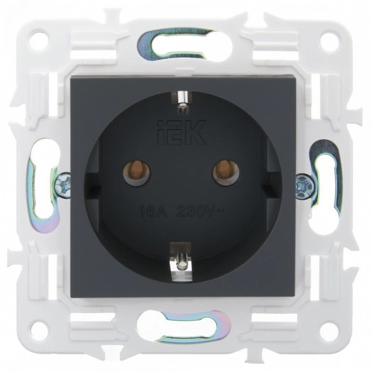 SKANDY Розетка с заземлением без защитных шторок 16А SK-R05G графит IEK