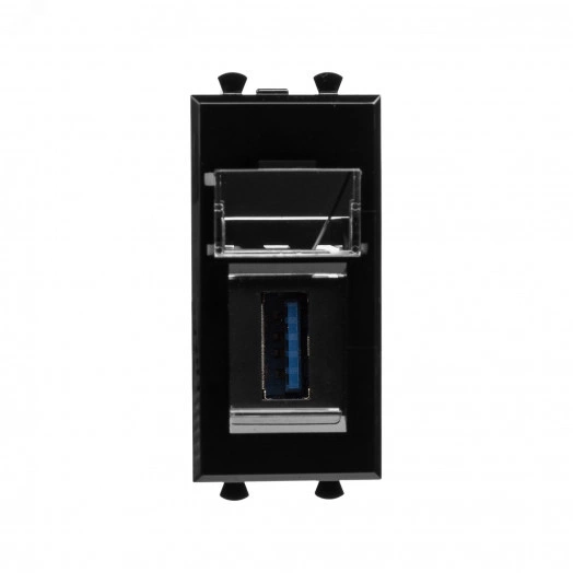 Avanti USB 3.0 розетка ''Черный квадрат'' модульная, тип А-А, 1 модульная