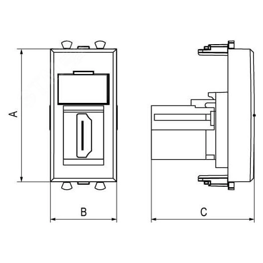 Avanti USB 3.0 розетка ''Черный квадрат'' модульная, тип А-А, 1 модульная