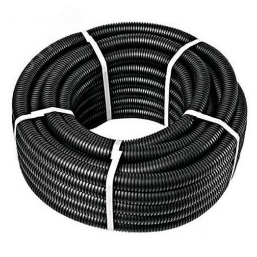 Труба гофрированная 63мм ПВД легкая черная без зонда