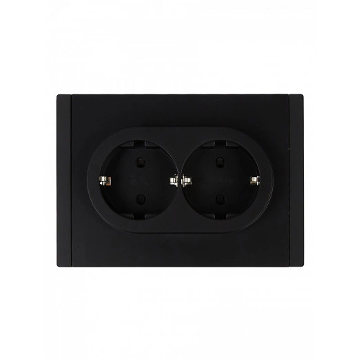 FORTE&PIANO Розетка 2-местная с заземлением с защитными шторками безвинтовое крепление 16А FP123 черный IEK