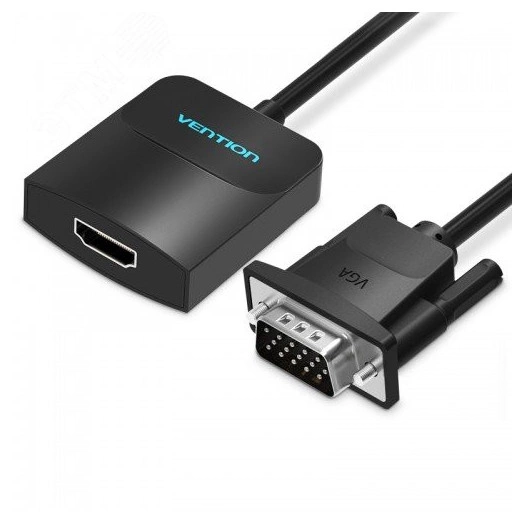 Конвертер мультимедиа VGA + аудио на HDMI, 0.15 м., черный