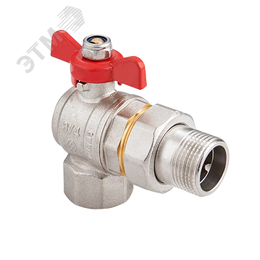 Кран шаровый угловой со сгоном 1' ВН ручка бабочка