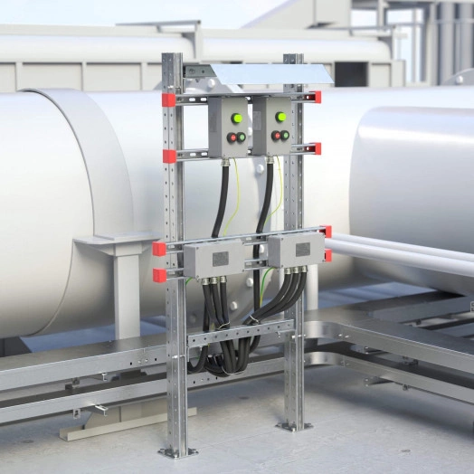 Обжимной комплект монтажных профилей тип 2 , обхват конструкции габаритами 350 на 400 мм , высота подвесной рамы-профиля 1000 мм ,для крепления 3 оболочек одного типоразмера болтами М8х80 12 шт. , горячеоцинкованный